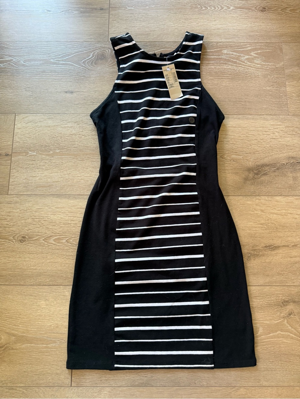 American Eagle Outfitters Black & White Striped Sleeveless Sheath Dress